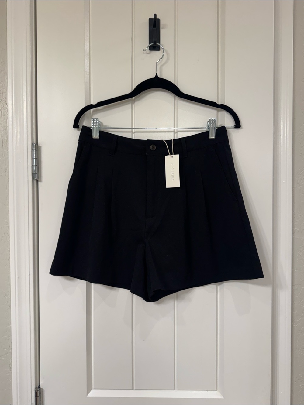 Z Supply Black Pleated Tailored Shorts